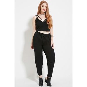 Black satin type joggers